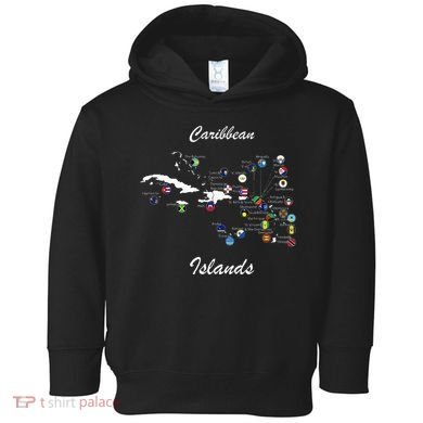 Caribbean Islands Flags And Map Caribbean Sea Vacations Toddler Hoodie