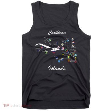 Caribbean Islands Flags And Map Caribbean Sea Vacations Tank Top
