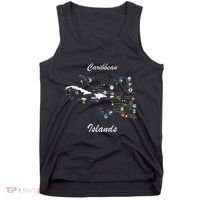 Caribbean Islands Flags And Map Caribbean Sea Vacations Tank Top thumb 0