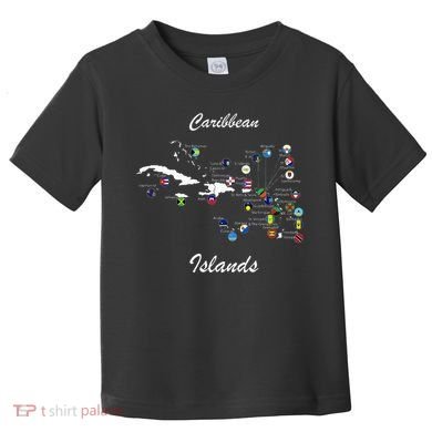 Caribbean Islands Flags And Map Caribbean Sea Vacations Toddler T-Shirt