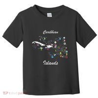 Caribbean Islands Flags And Map Caribbean Sea Vacations Toddler T-Shirt thumb 0