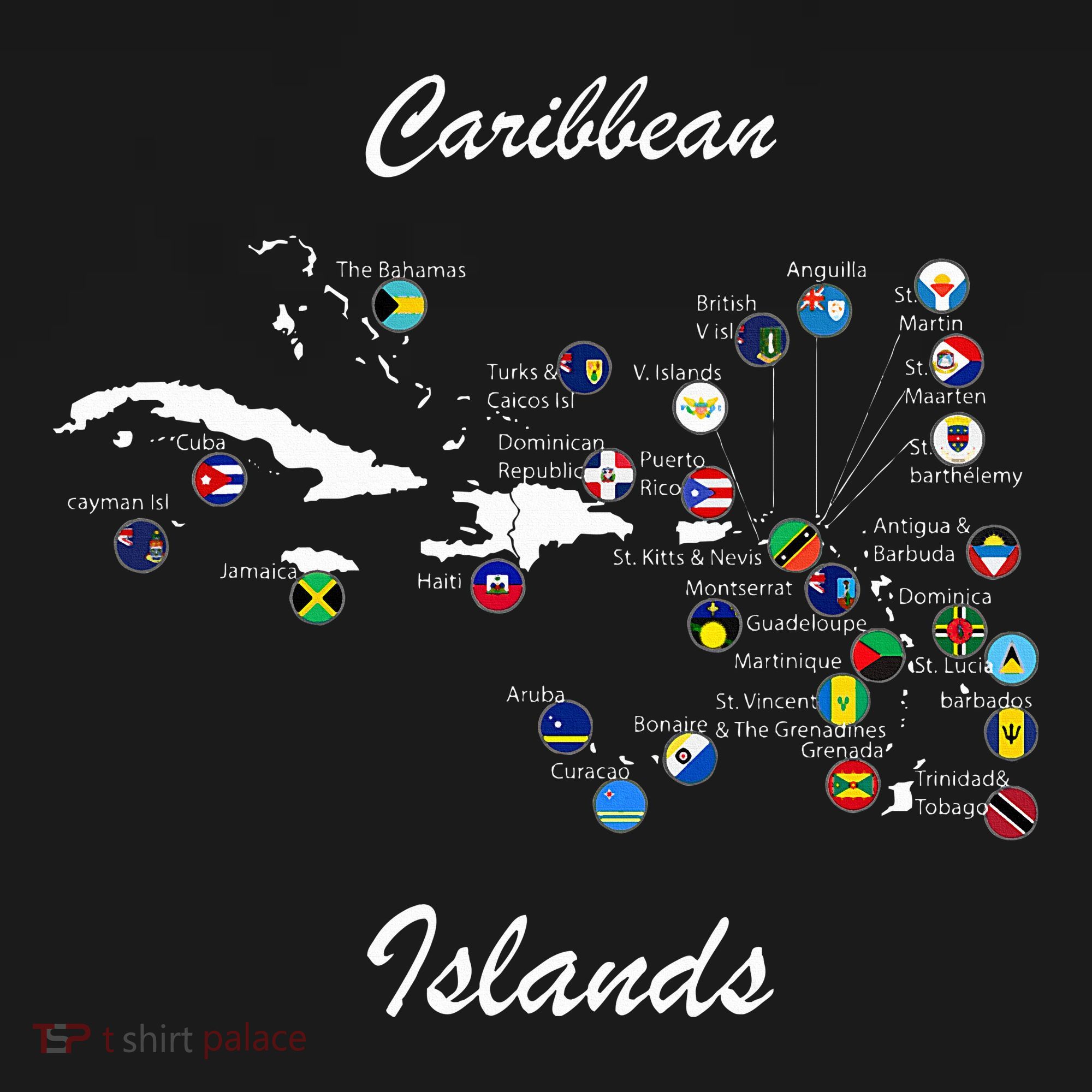 Caribbean Islands Flags And Map Caribbean Sea Vacations Visor