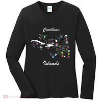 Caribbean Islands Flags And Map Caribbean Sea Vacations Women's Long Sleeve Shirt thumb 0
