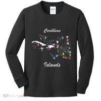 Caribbean Islands Flags And Map Caribbean Sea Vacations Kids Long Sleeve Shirt thumb 0