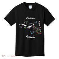 Caribbean Islands Flags And Map Caribbean Sea Vacations Kids T-Shirt thumb 0