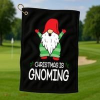 Christmas Is Gnoming Golf Towel thumb 1