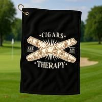 Cigars Are My Therapy Golf Towel thumb 1