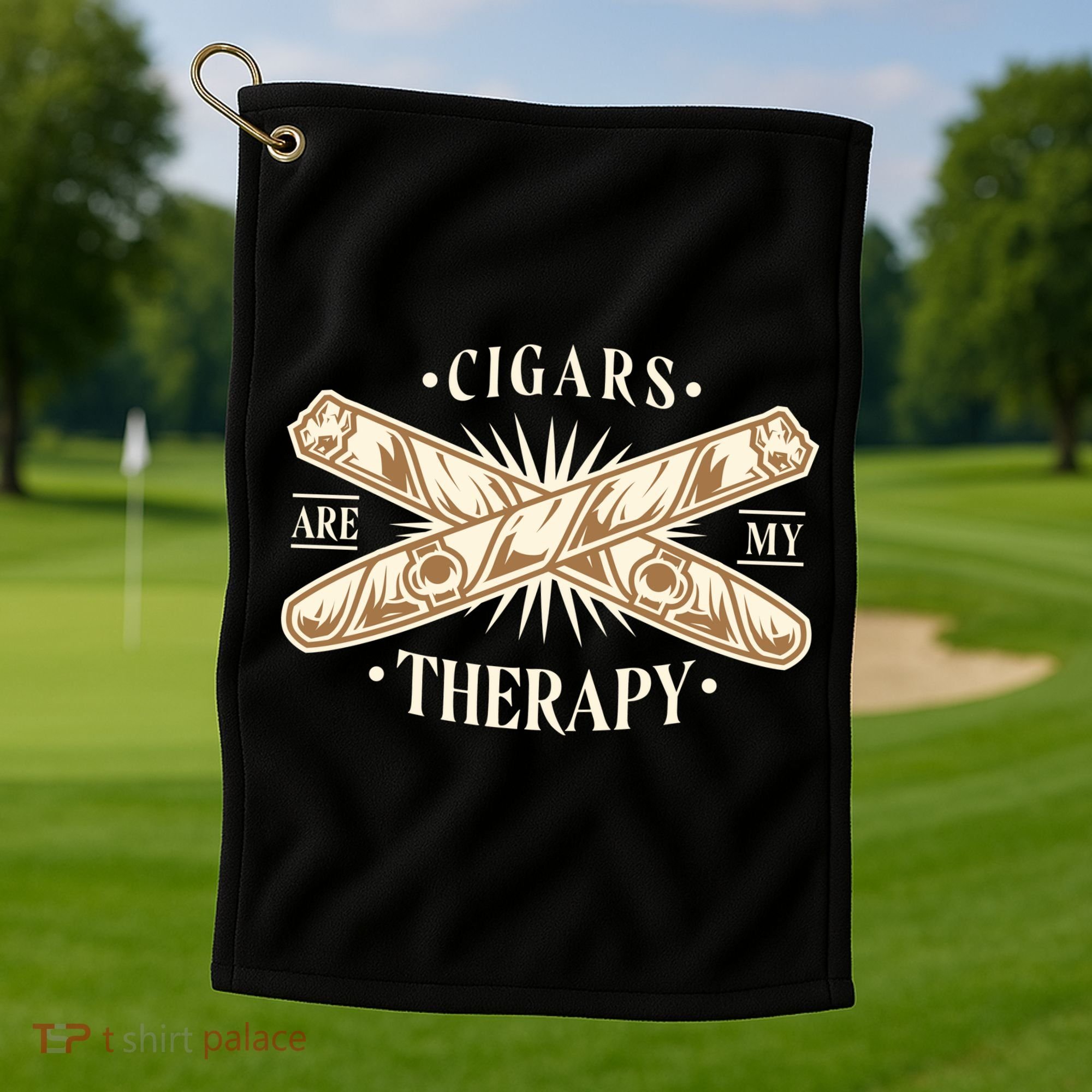 Cigars Are My Therapy Golf Towel
