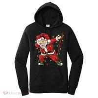 Christmas Ice Hockey Dabbing Santa Lights Xmas Hockey Player Gift Women's Hoodie thumb 0