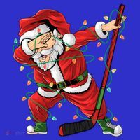 Christmas Ice Hockey Dabbing Santa Lights Xmas Hockey Player Gift Sweatshirt thumb 3