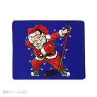 Christmas Ice Hockey Dabbing Santa Lights Xmas Hockey Player Gift Mousepad thumb 0