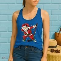 Christmas Ice Hockey Dabbing Santa Lights Xmas Hockey Player Gift Women's Tank Top thumb 2