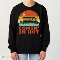 Comin In Hot Boat Pontoon Sunset Retro Captain Women's Sweatshirt thumb 0