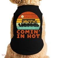 Comin In Hot Boat Pontoon Sunset Retro Captain Doggie Tank thumb 0