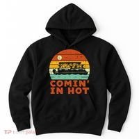 Comin In Hot Boat Pontoon Sunset Retro Captain Hoodie thumb 0