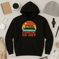 Comin In Hot Boat Pontoon Sunset Retro Captain Hoodie thumb 3