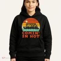 Comin In Hot Boat Pontoon Sunset Retro Captain Hoodie thumb 5
