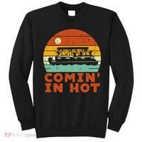 Comin In Hot Boat Pontoon Sunset Retro Captain Sweatshirt thumb 0
