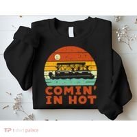 Comin In Hot Boat Pontoon Sunset Retro Captain Sweatshirt thumb 2