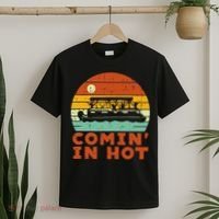 Comin In Hot Boat Pontoon Sunset Retro Captain T-Shirt thumb 2