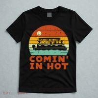 Comin In Hot Boat Pontoon Sunset Retro Captain T-Shirt thumb 5