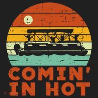Comin In Hot Boat Pontoon Sunset Retro Captain Beanie thumb 2