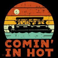 Comin In Hot Boat Pontoon Sunset Retro Captain Women's Hoodie thumb 2