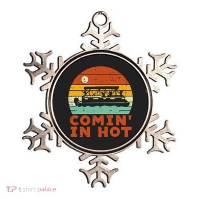 Comin In Hot Boat Pontoon Sunset Retro Captain Ornament