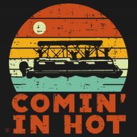 Comin In Hot Boat Pontoon Sunset Retro Captain Ornament thumb 1
