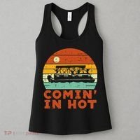 Comin In Hot Boat Pontoon Sunset Retro Captain Women's Tank Top thumb 3