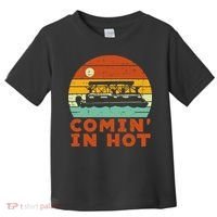 Comin In Hot Boat Pontoon Sunset Retro Captain Toddler T-Shirt thumb 0