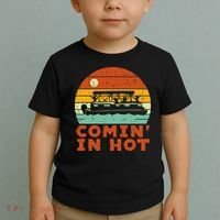 Comin In Hot Boat Pontoon Sunset Retro Captain Toddler T-Shirt thumb 2