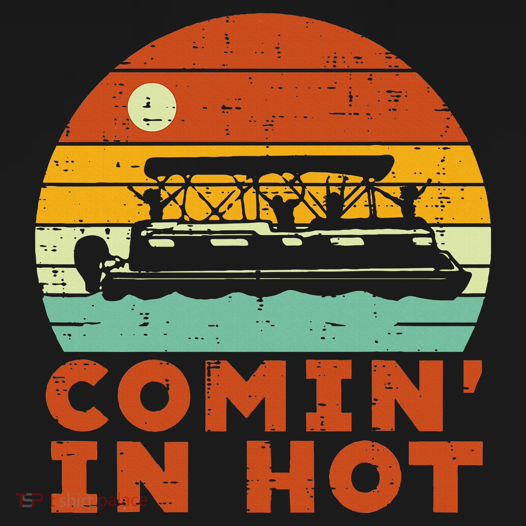Comin In Hot Boat Pontoon Sunset Retro Captain Kids Sweatshirt
