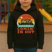 Comin In Hot Boat Pontoon Sunset Retro Captain Kids Hoodie thumb 3