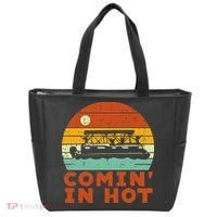 Comin In Hot Boat Pontoon Sunset Retro Captain Tote Bag thumb 0