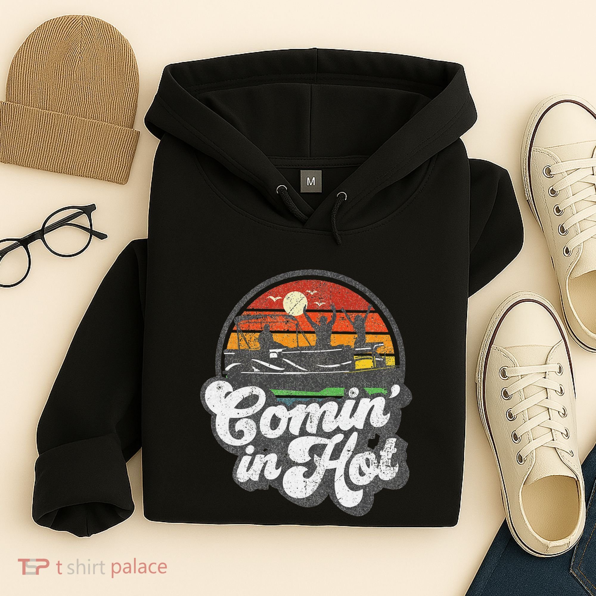 Comin In Hot Pontoon Boat Funny Boating Lake Pontooning Gift Hoodie