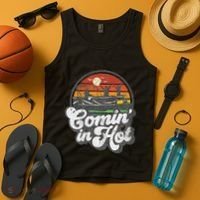 Comin In Hot Pontoon Boat Funny Boating Lake Pontooning Gift Tank Top thumb 4