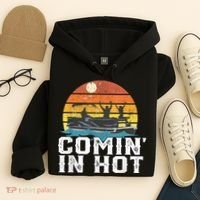 Comin In Hot Pontoon Boat Funny Boating Lake For Dad Hoodie thumb 4