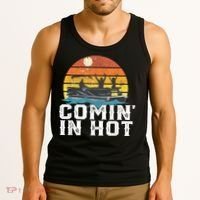 Comin In Hot Pontoon Boat Funny Boating Lake For Dad Tank Top thumb 3