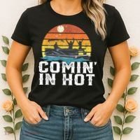 Comin In Hot Pontoon Boat Funny Boating Lake For Dad Women's T-Shirt thumb 2