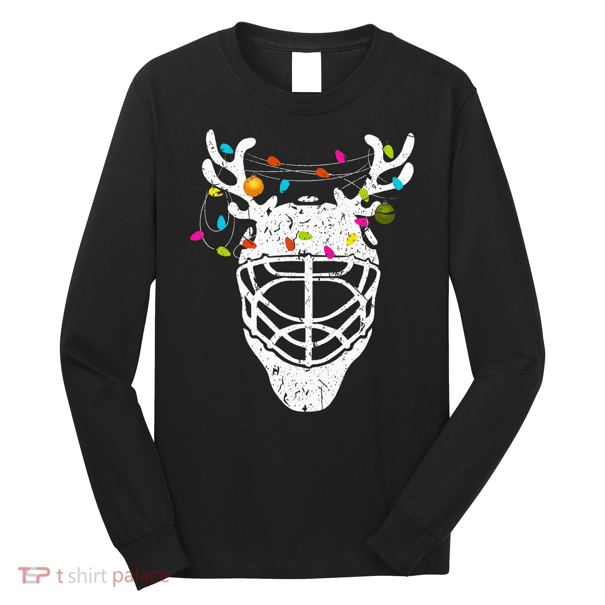 Christmas Ice Hockey Reindeer Xmas Hockey Long Sleeve Shirt