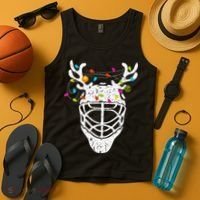 Christmas Ice Hockey Reindeer Xmas Hockey Tank Top thumb 4