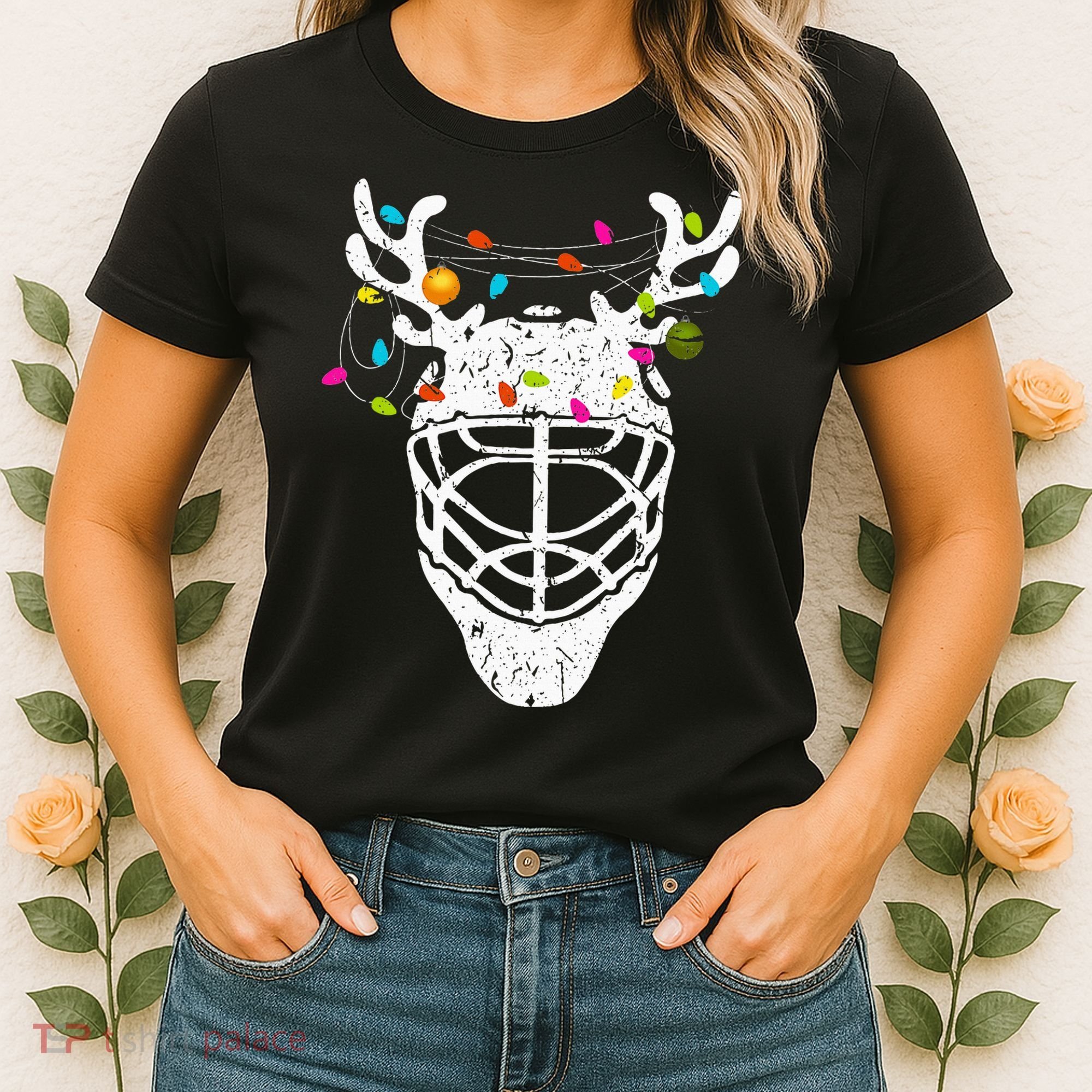 Christmas Ice Hockey Reindeer Xmas Hockey Women's T-Shirt
