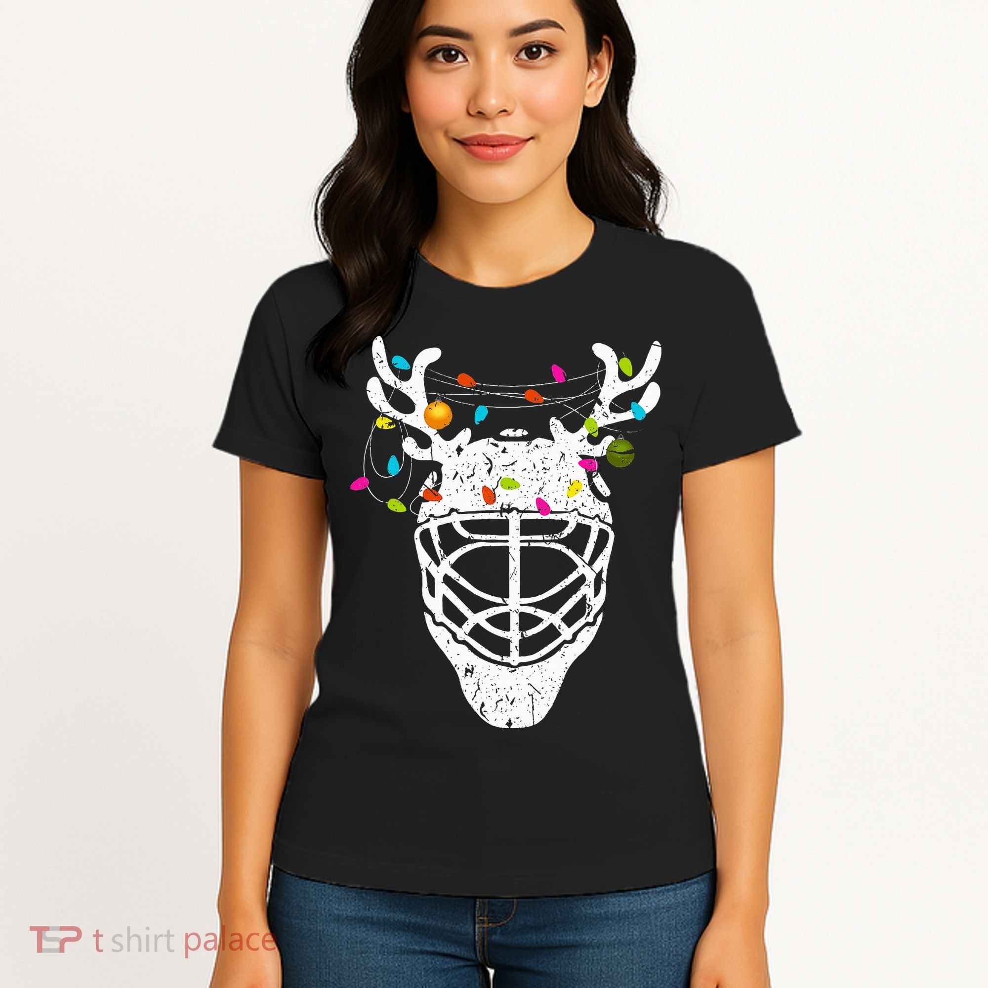 Christmas Ice Hockey Reindeer Xmas Hockey Women's T-Shirt