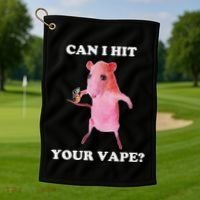 Can I Hit Your Vape Funny Rat Golf Towel thumb 1