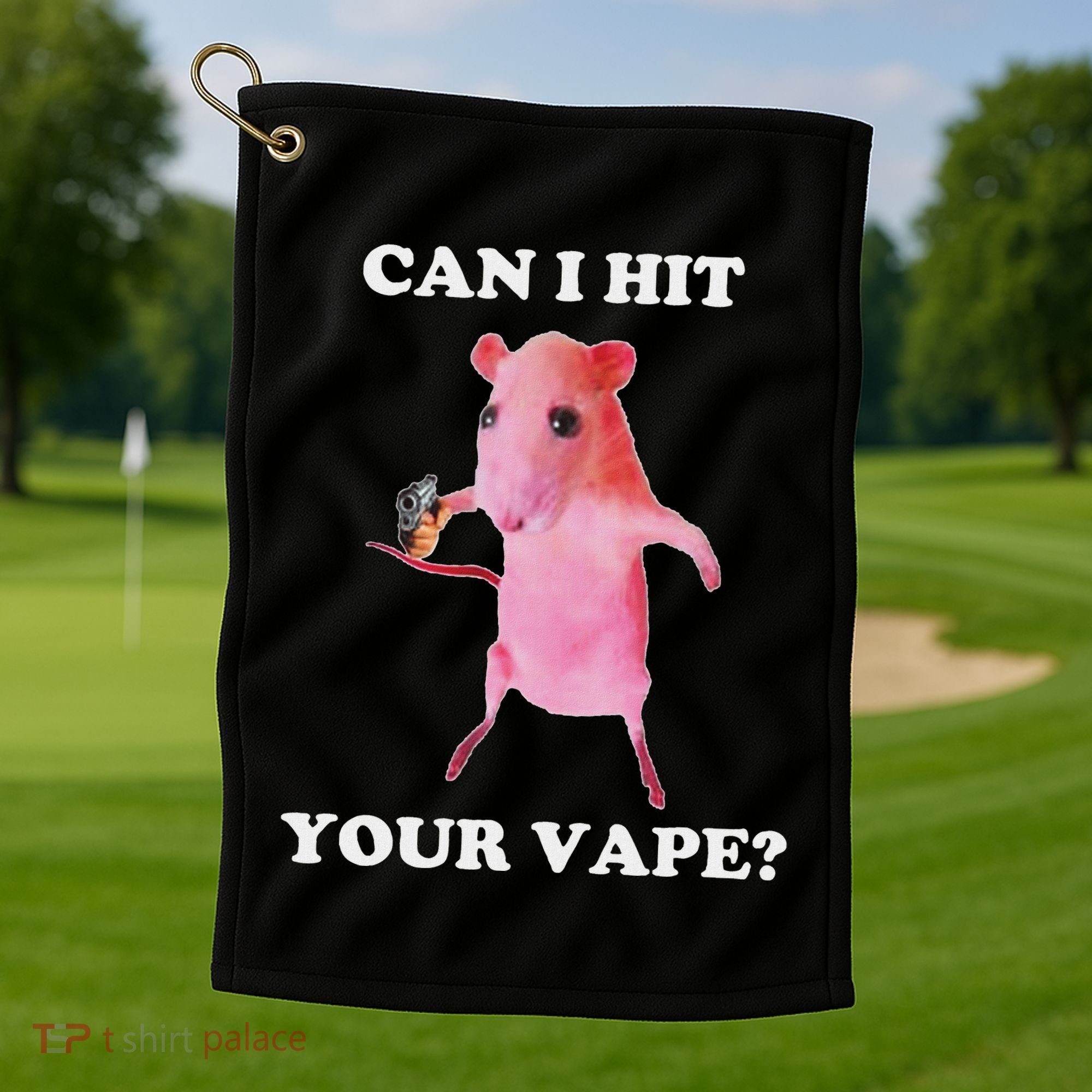Can I Hit Your Vape Funny Rat Golf Towel