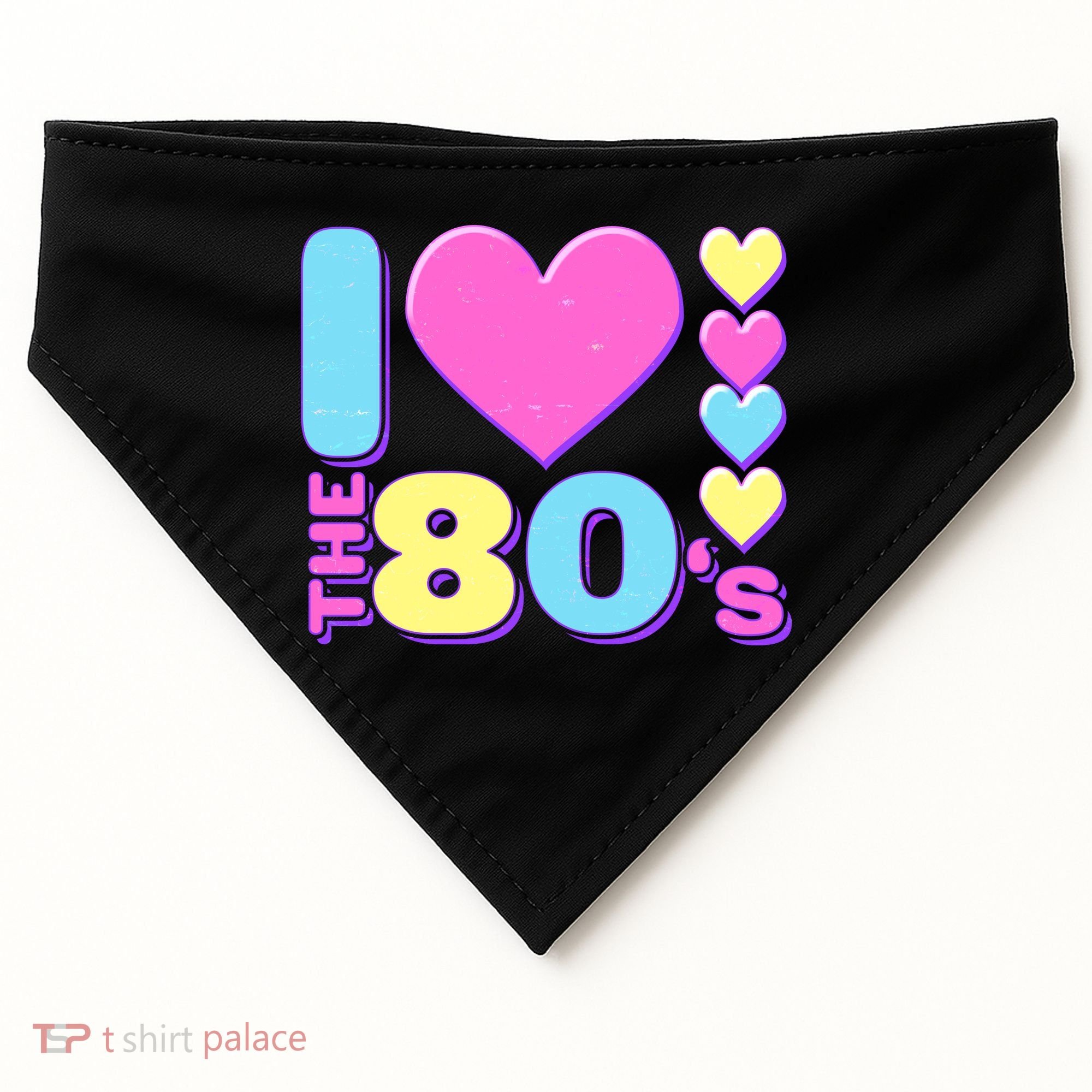 Cute I Heart Love The 80's USA-Made Doggie Bandana