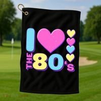 Cute I Heart Love The 80's Golf Towel thumb 1