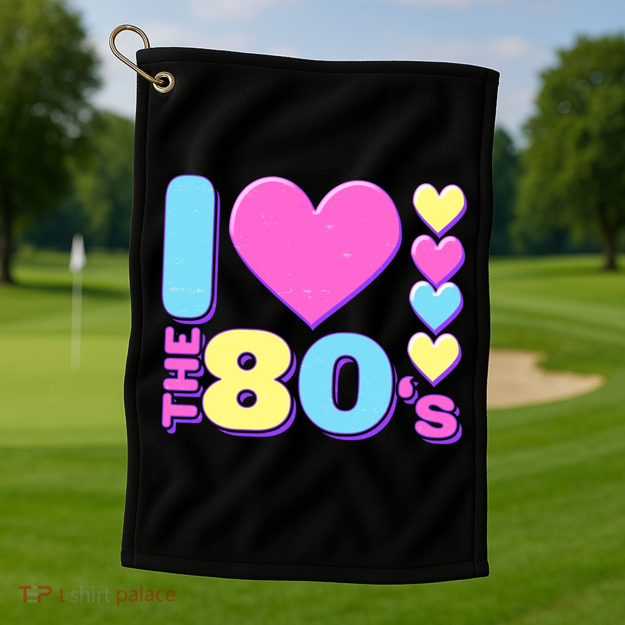 Cute I Heart Love The 80's Golf Towel