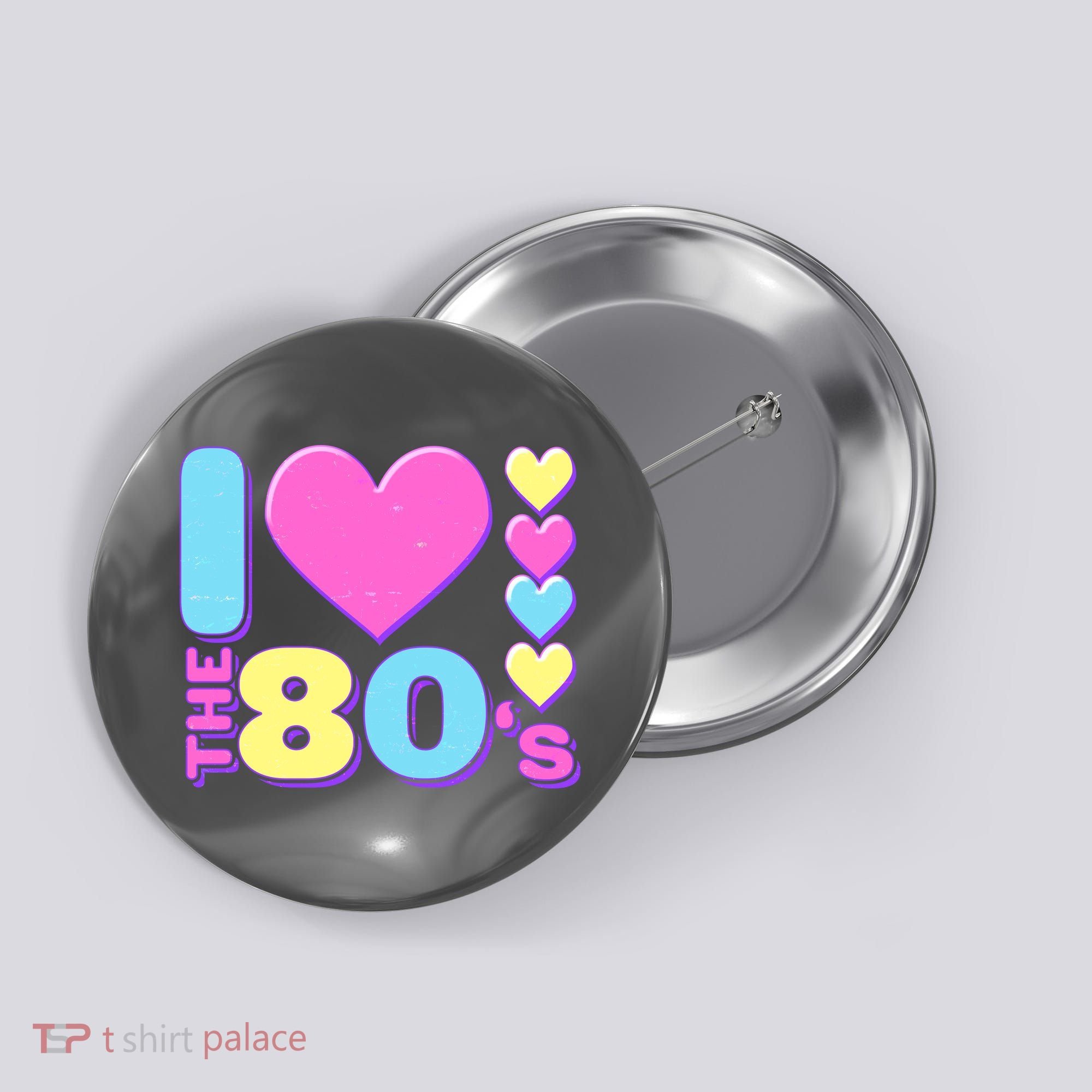 Cute I Heart Love The 80's Button